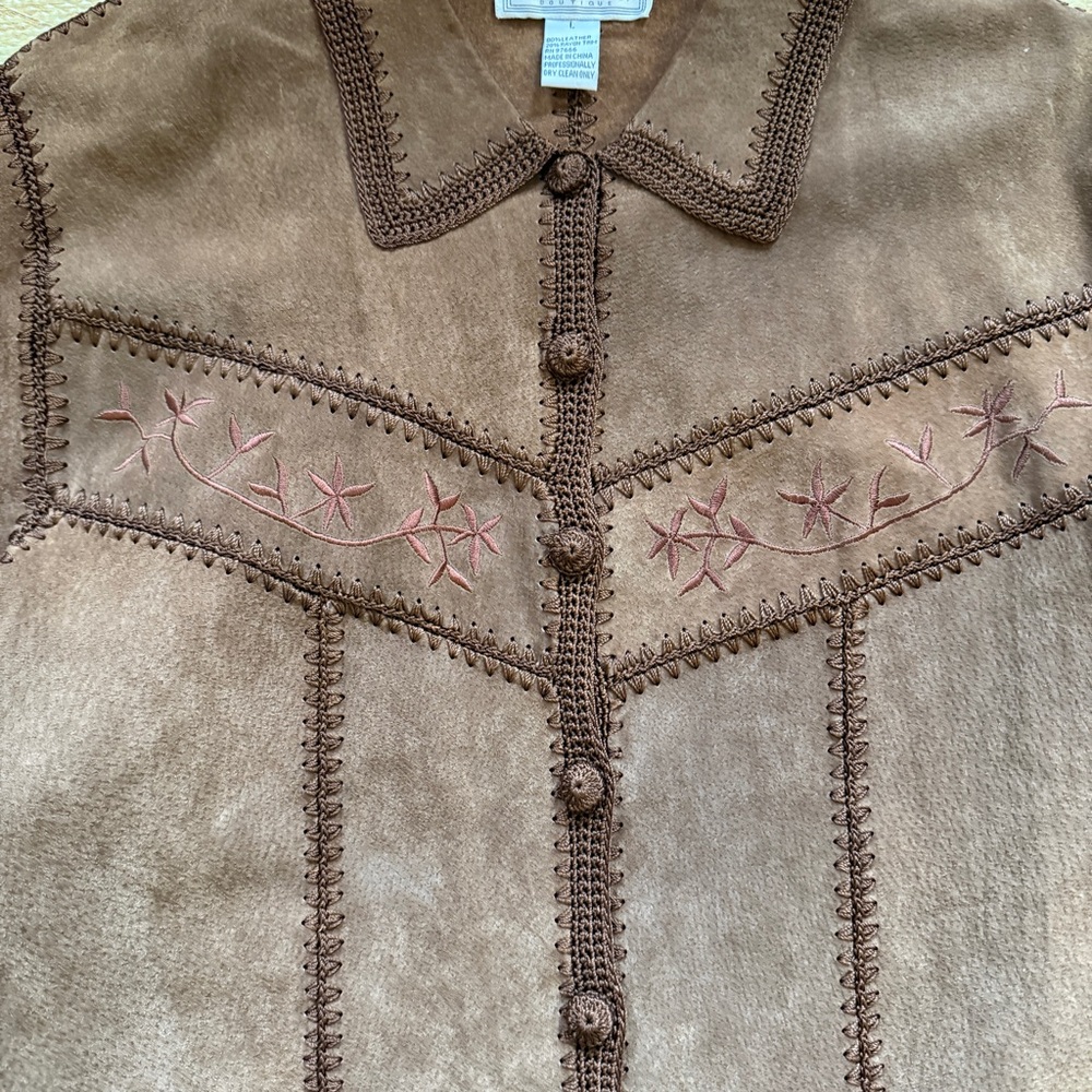 Brown Fringe Button-Front Jacket - image 6